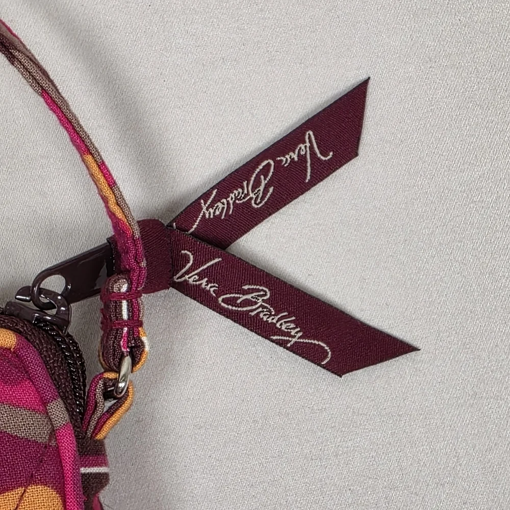 Vera Bradley Floral Quilted Wristlet Clutch Pink Brown Zip Pouch